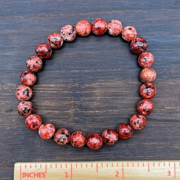 Red Kiwi Jasper Gemstone Bracelet Handmade - Picture 6 of 6